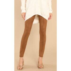 SPANX Faux Suede Leggings High Waisted •M Petite• Caramel Brown 20322Q